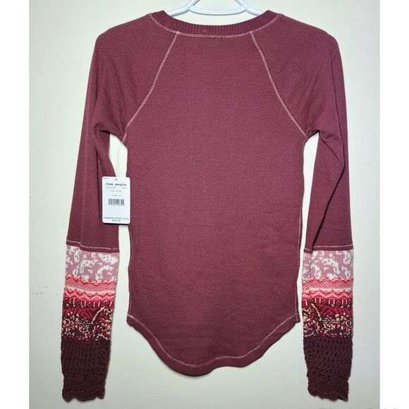 NWT|Free People In The Mix Red Cuff Long Sleeve Thermal Top, SMALL - Picture 6 of 8